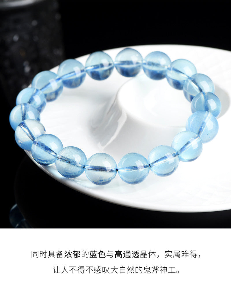 Jiuya Crystal Natural Aquamarine Loose Beads Round beads DIY Handmade Jewelry Beads Semi-Finished Products Wholesale
