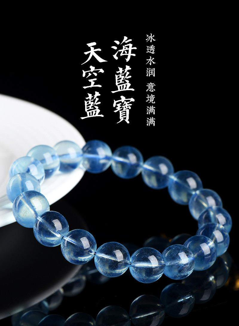 Jiuya Crystal Natural Aquamarine Loose Beads Round beads DIY Handmade Jewelry Beads Semi-Finished Products Wholesale