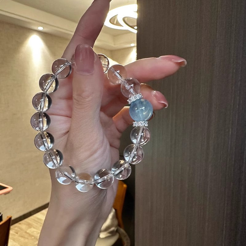 Aquamarine White Crystal Bracelet for Women2025New Hot-Selling Light Luxury Niche High-End Feel Valentine's Day Gift for Girlfriend