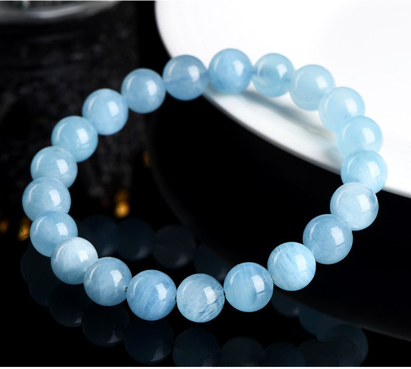 Jiuya Crystal Natural Aquamarine Loose Beads Round beads DIY Handmade Jewelry Beads Semi-Finished Products Wholesale