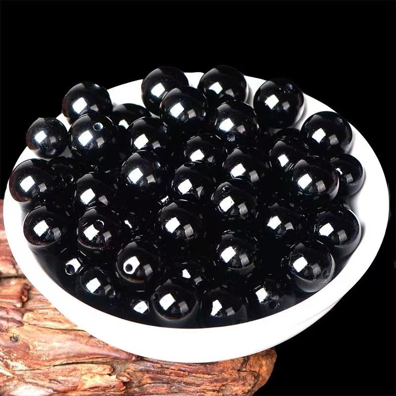 High-Quality Natural Single Color Obsidian Beads Loose Beads for Men and Women Bracelets Round Beads Accessories High-Quality Loose Wholesale