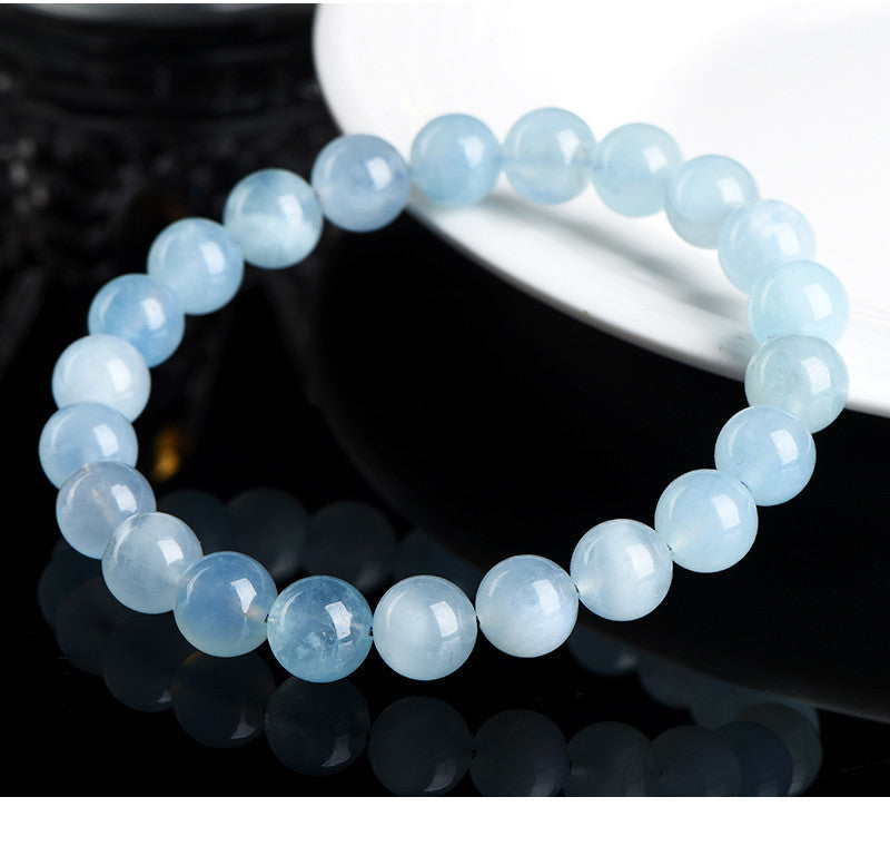 Jiuya Crystal Natural Aquamarine Loose Beads Round beads DIY Handmade Jewelry Beads Semi-Finished Products Wholesale