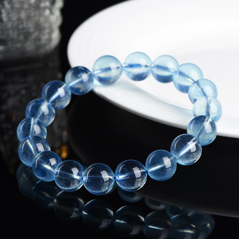 Jiuya Crystal Natural Aquamarine Loose Beads Round beads DIY Handmade Jewelry Beads Semi-Finished Products Wholesale