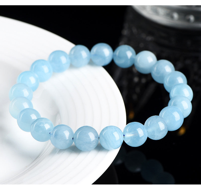 Jiuya Crystal Natural Aquamarine Loose Beads Round beads DIY Handmade Jewelry Beads Semi-Finished Products Wholesale