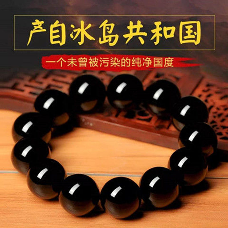 Genuine Natural Black Gold Obsidian Bracelet for Men, Black Obsidian Loose Beads, Couple Bracelets, Women's Buddhist Beads, Crystal