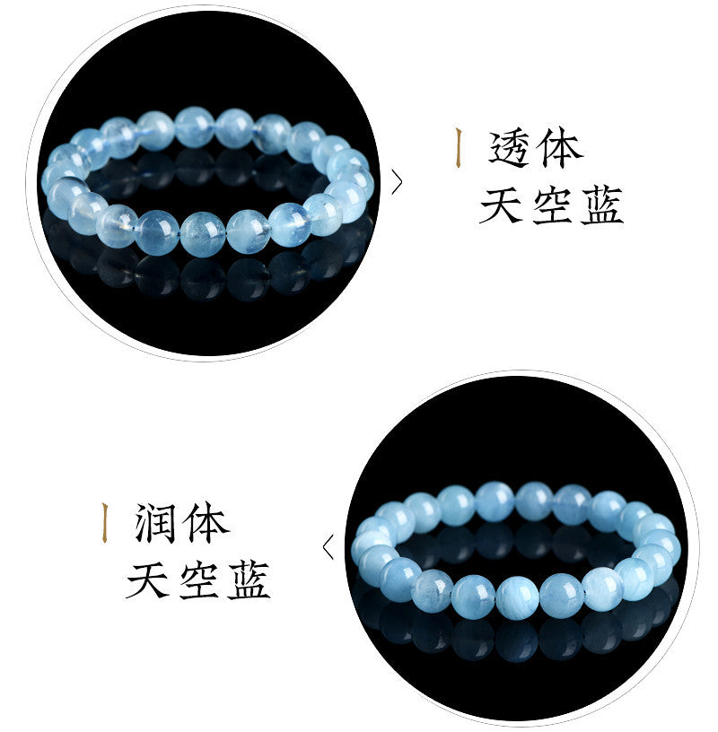 Jiuya Crystal Natural Aquamarine Loose Beads Round beads DIY Handmade Jewelry Beads Semi-Finished Products Wholesale