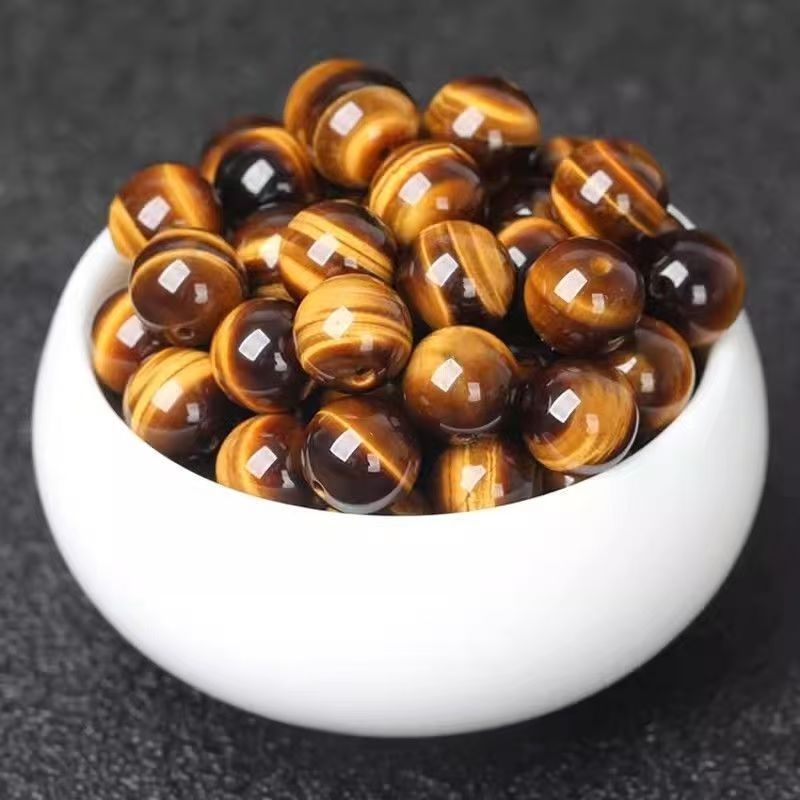 Natural Yellow Tiger Eye Stone Loose Beads Round Beads Spacer Beads Accessories Buddhist Beads Accessories diy Crystal Jewelry Beaded Bracelet Wholesale