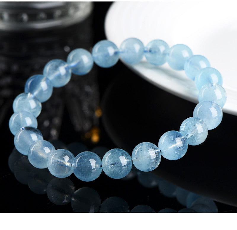 Jiuya Crystal Natural Aquamarine Loose Beads Round beads DIY Handmade Jewelry Beads Semi-Finished Products Wholesale