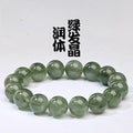 Premium Crystal Natural Ice Transparent Green Rutilated Quartz Bracelet Round Beads Green Hair Crystal Bracelet Green Cat's Eye Green Hair Wholesale