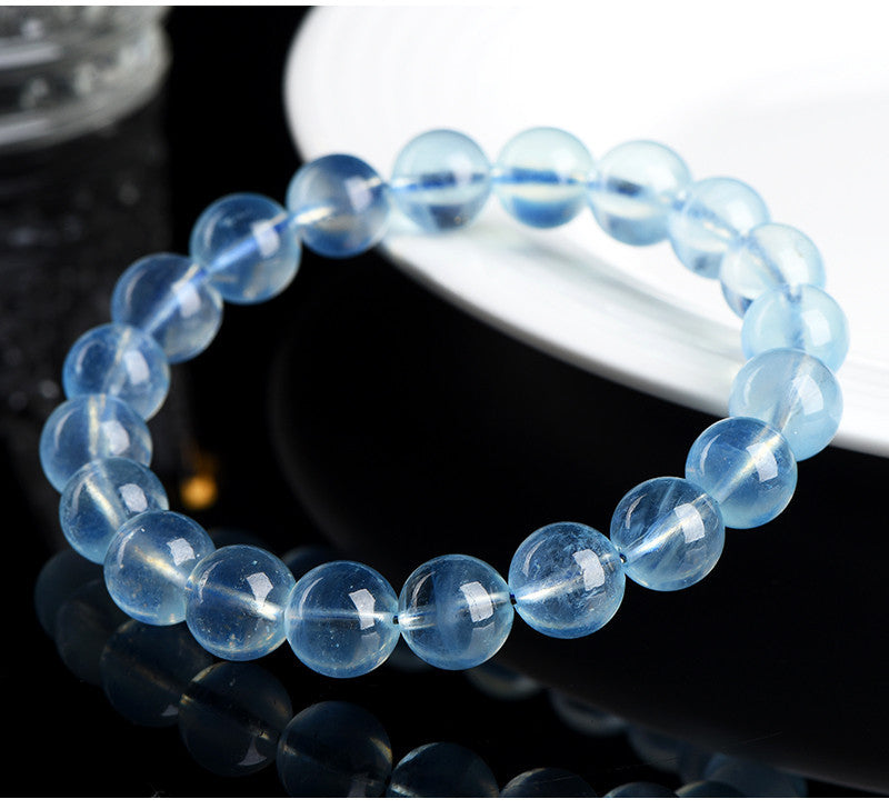 Jiuya Crystal Natural Aquamarine Loose Beads Round beads DIY Handmade Jewelry Beads Semi-Finished Products Wholesale