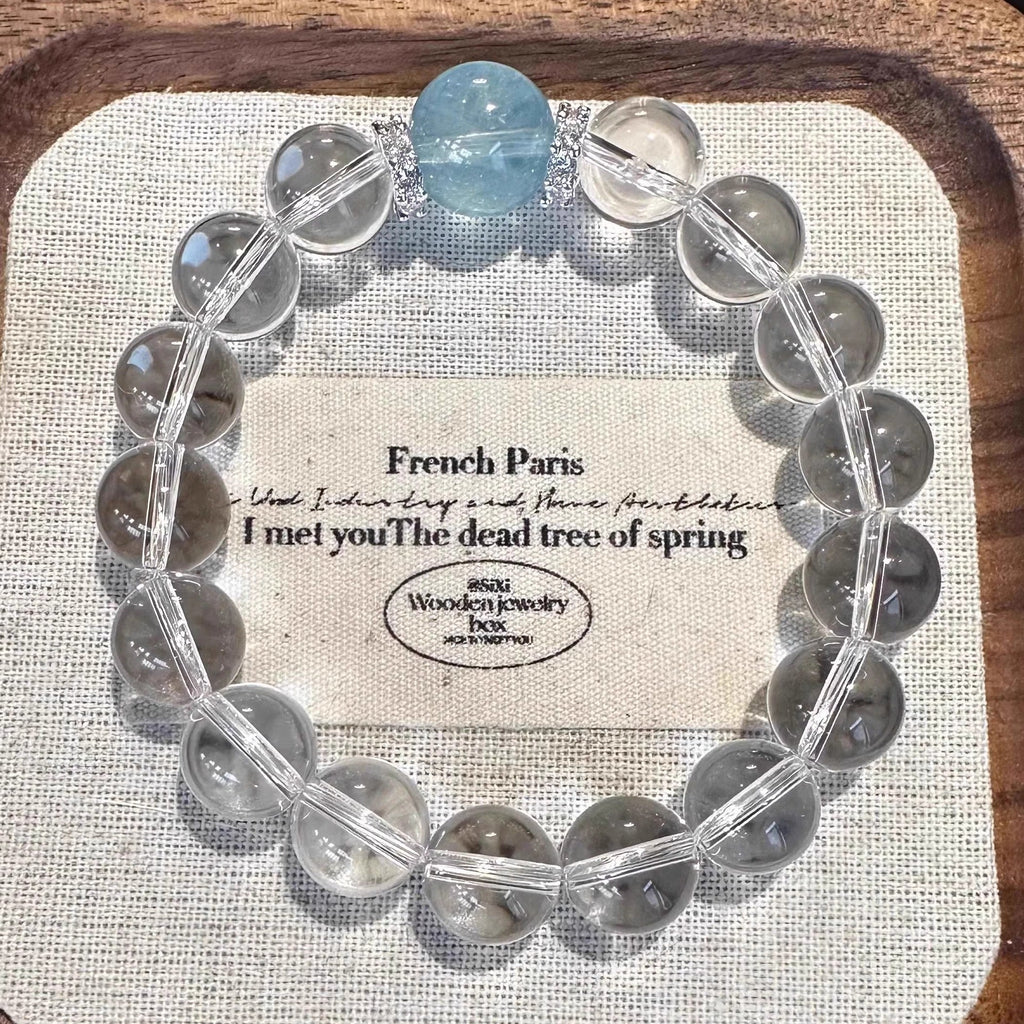 Aquamarine White Crystal Bracelet for Women2025New Hot-Selling Light Luxury Niche High-End Feel Valentine's Day Gift for Girlfriend