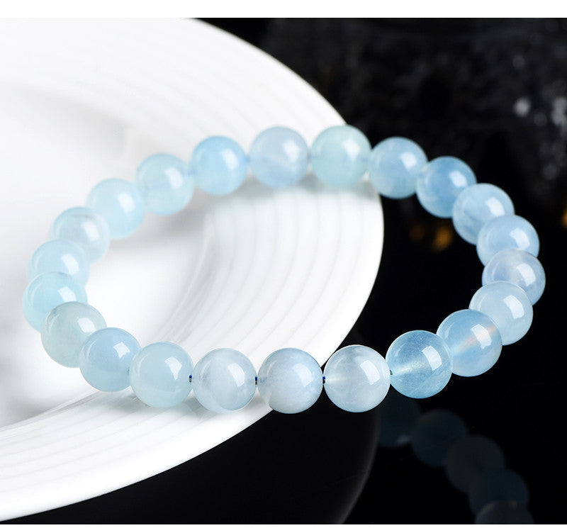 Jiuya Crystal Natural Aquamarine Loose Beads Round beads DIY Handmade Jewelry Beads Semi-Finished Products Wholesale