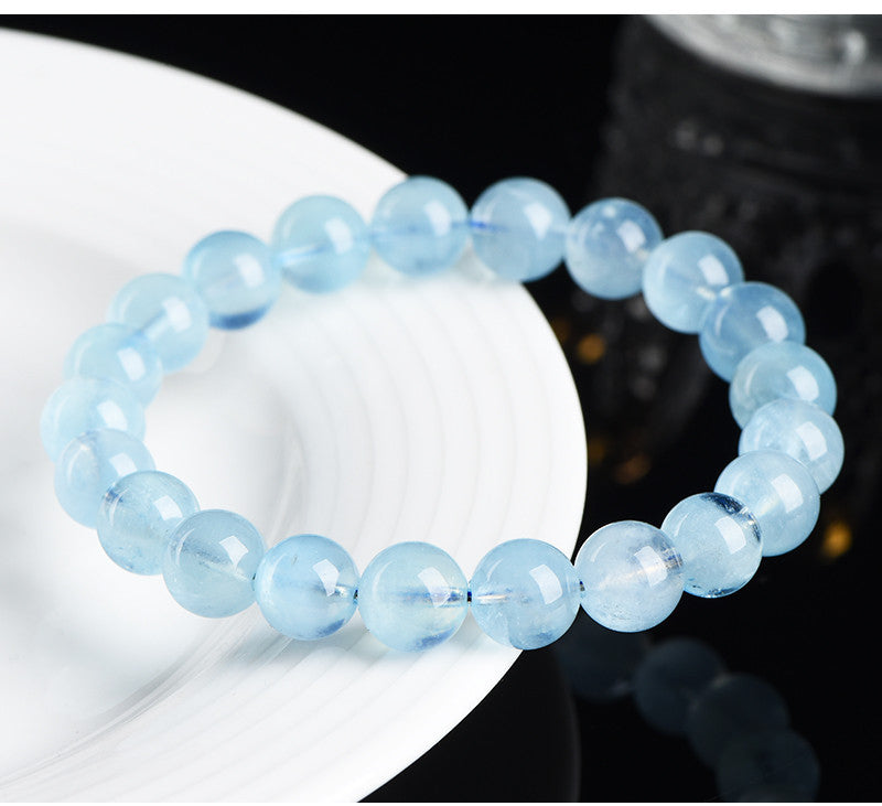 Jiuya Crystal Natural Aquamarine Loose Beads Round beads DIY Handmade Jewelry Beads Semi-Finished Products Wholesale