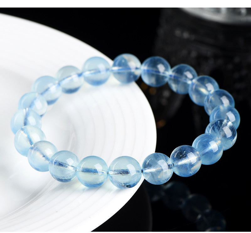 Jiuya Crystal Natural Aquamarine Loose Beads Round beads DIY Handmade Jewelry Beads Semi-Finished Products Wholesale