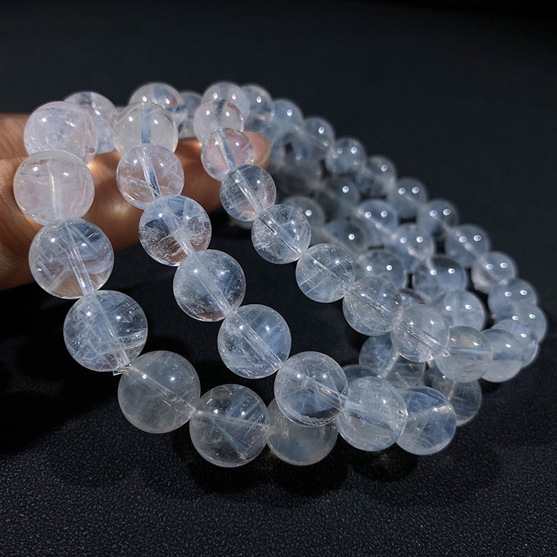 Natural Blue Needle Crystal Bracelet Blue Needle Angel's Feather Vision White Crystal Bracelet8-14mm Wholesale