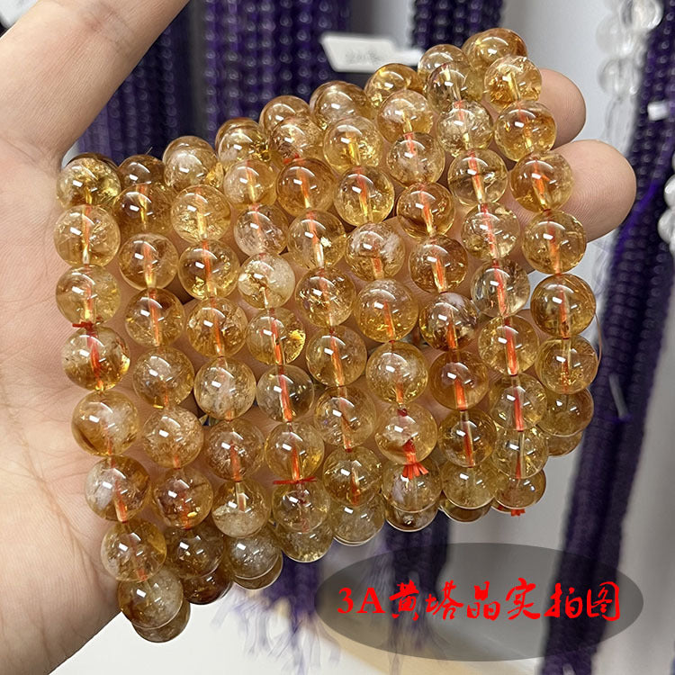 Natural Yellow Pagoda Crystal Single Circle Bracelet Huang Asai Crystal Loose Beads diy Beaded Bracelet Necklace Jewelry Accessories Spacer Beads