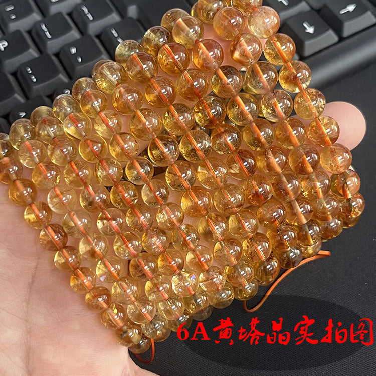 Natural Yellow Pagoda Crystal Single Circle Bracelet Huang Asai Crystal Loose Beads diy Beaded Bracelet Necklace Jewelry Accessories Spacer Beads