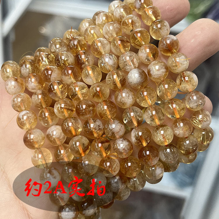 Natural Yellow Pagoda Crystal Single Circle Bracelet Huang Asai Crystal Loose Beads diy Beaded Bracelet Necklace Jewelry Accessories Spacer Beads