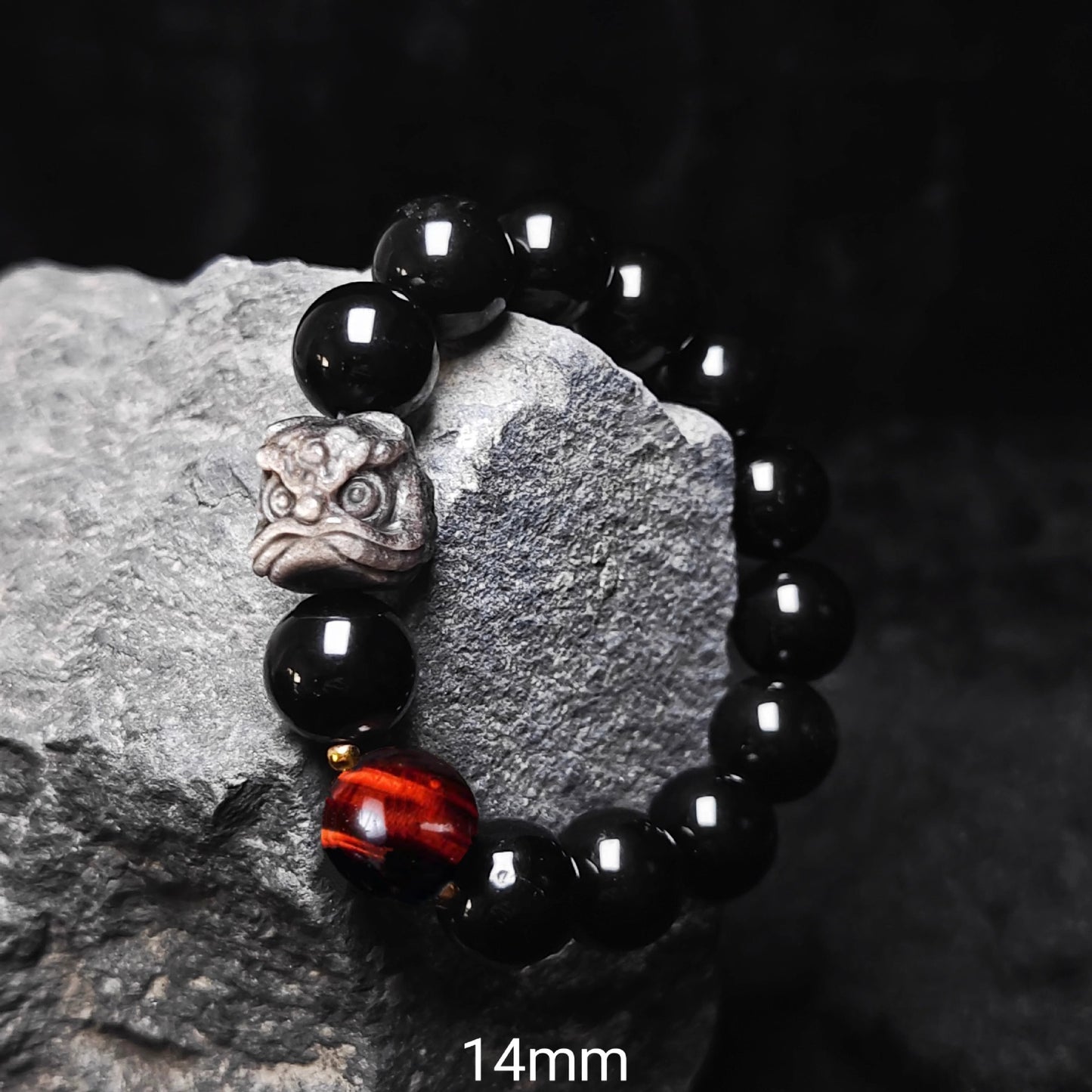 Natural Silver Obsidian Bracelet National Trend Lion Dance Men Women Couple Style Cultural Play Black Obsidian Beads Gold Obsidian Jewelry