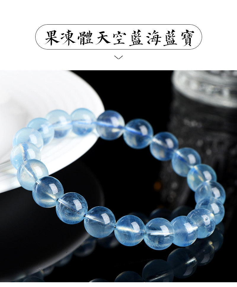 Jiuya Crystal Natural Aquamarine Loose Beads Round beads DIY Handmade Jewelry Beads Semi-Finished Products Wholesale