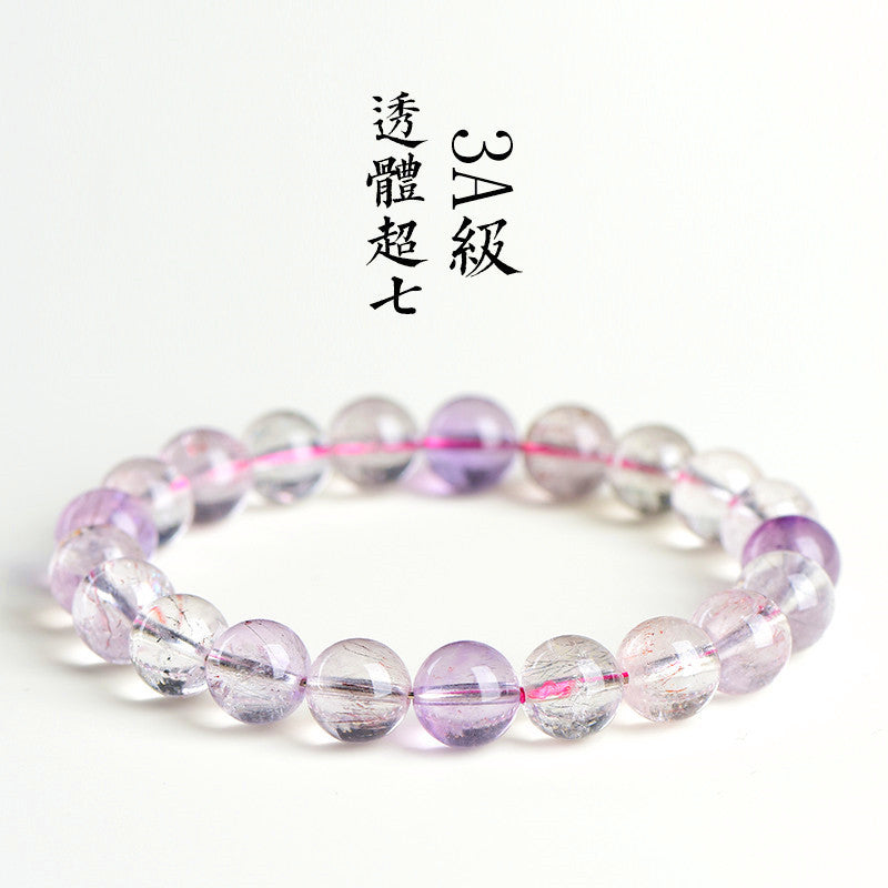 Jiuya Crystal Natural7A Grade Ice Super Seven Round Bead Bracelet Purple Titanium Crystal Aurora Loose Bead Bracelet Factory direct sales