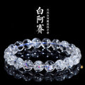 Jiuya Crystal Natural White Asbestos Colorful White Assay Crystal Round Bead Bracelet Rainbow Crystal Bracelet